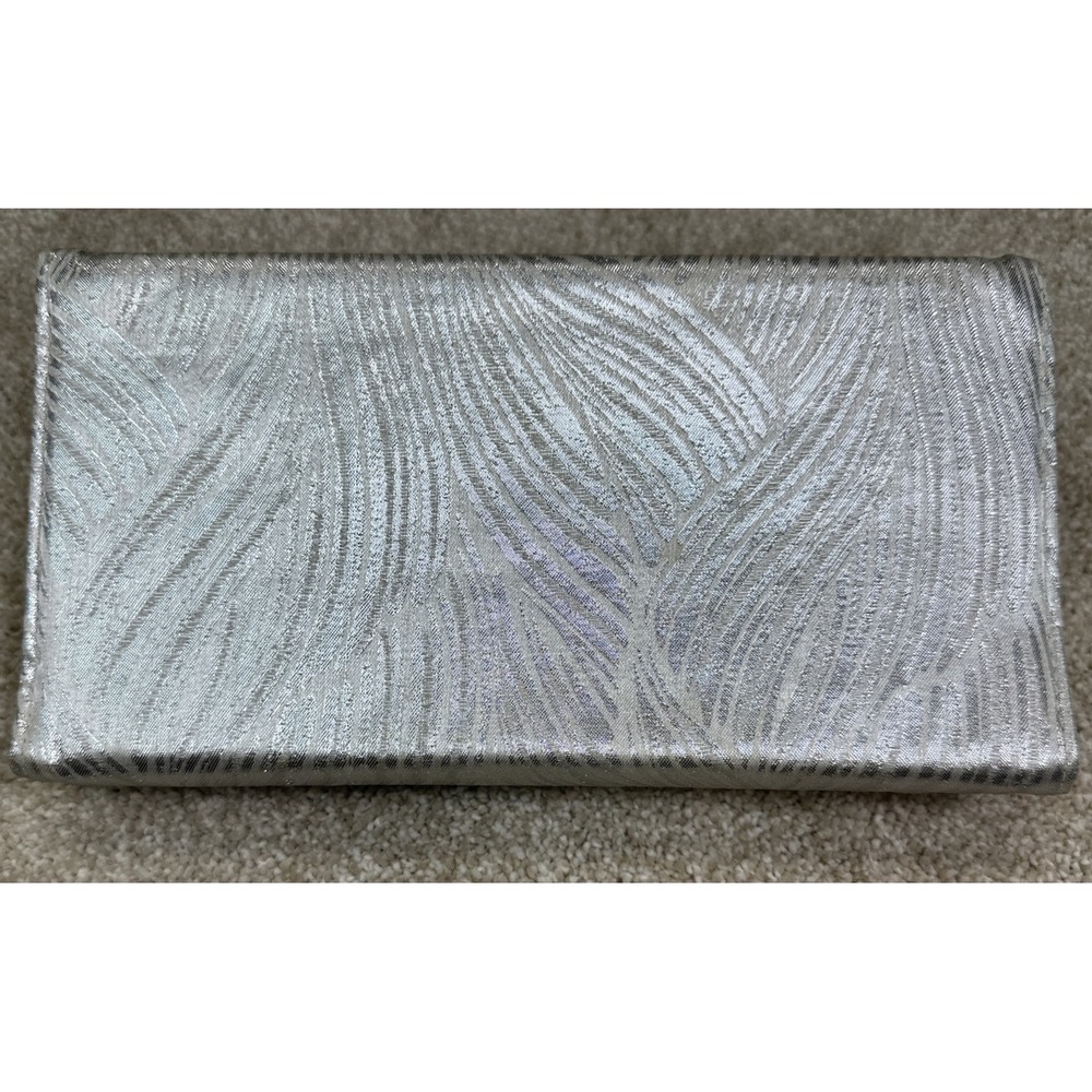 70s Vintage Silver Metallic Lame Swirl Wave Hinged Clutch Purse Evening Purse